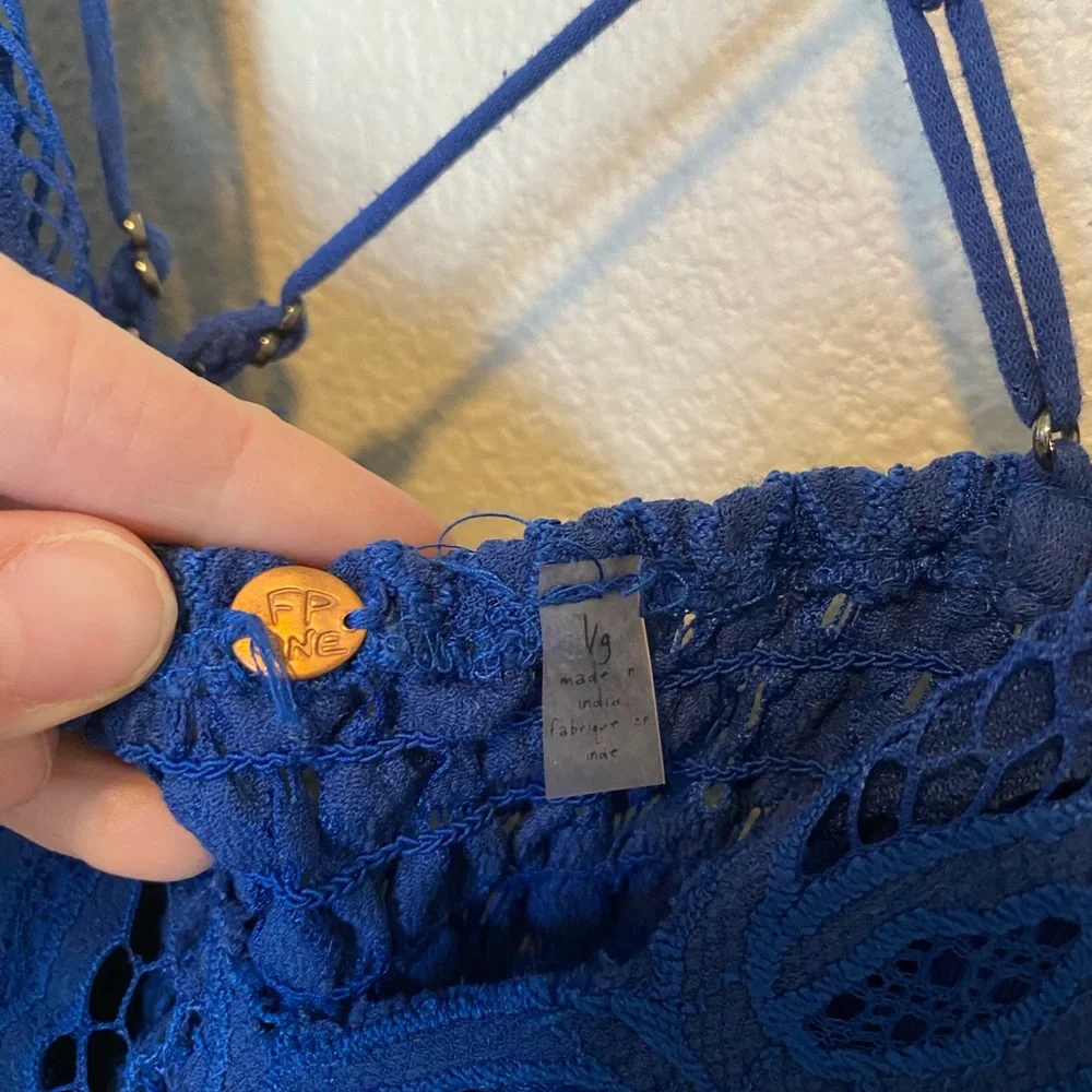 Free People Royal Blue Lace Babydoll Mini Dress